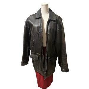 Banana Republic Rare Heavy Leather Lined Long Jacket Men’s Sz S